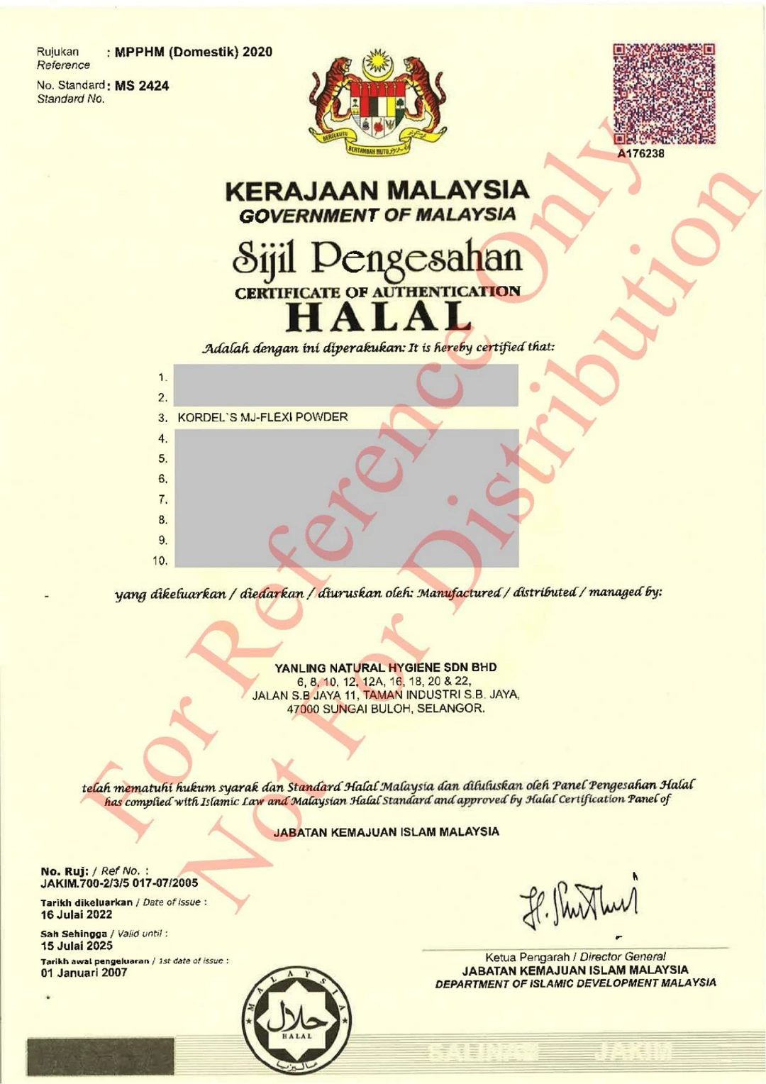 Halal Certification For Kordel's M-JFlexi