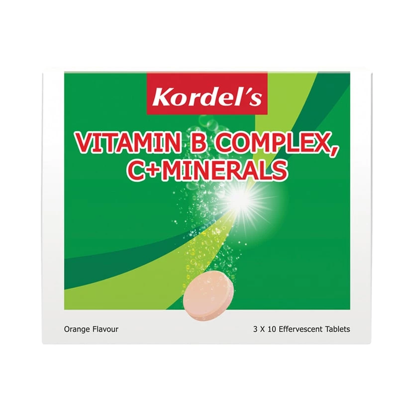 Kordel's Vitamin B Complex, C & Minerals Effervescent Orange Flavour 3 x 10's