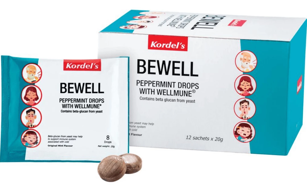Kordels Bewell Wellmune Peppermint Drops In Box And Single Sachet