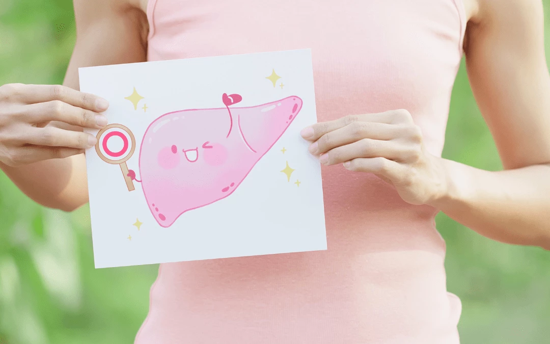 Woman Holding Up A Paper Printed With Happy Liver Animation